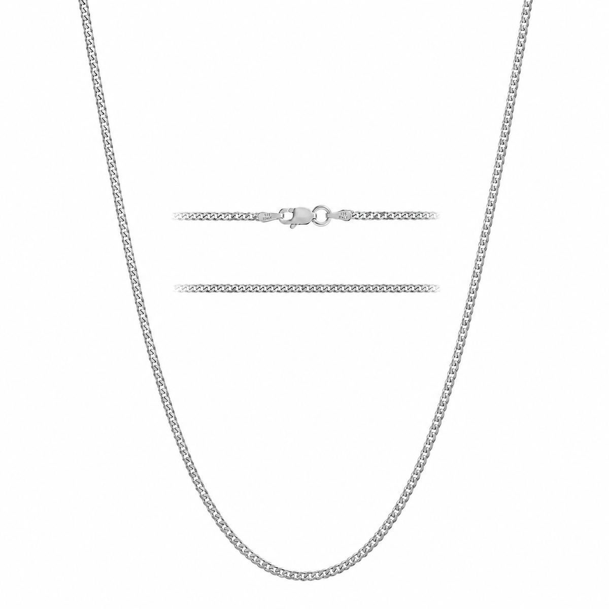 KISPER 925 Sterling Silver Cuban Link Chain Necklace for Men Women Curb - 1.75mm
