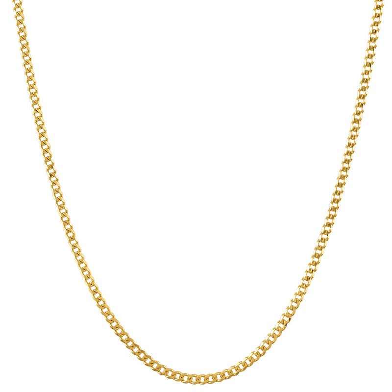 KISPER 18K Gold Plated Curb Chain Necklace Men & Women 925 Sterling Silver - 1.75mm