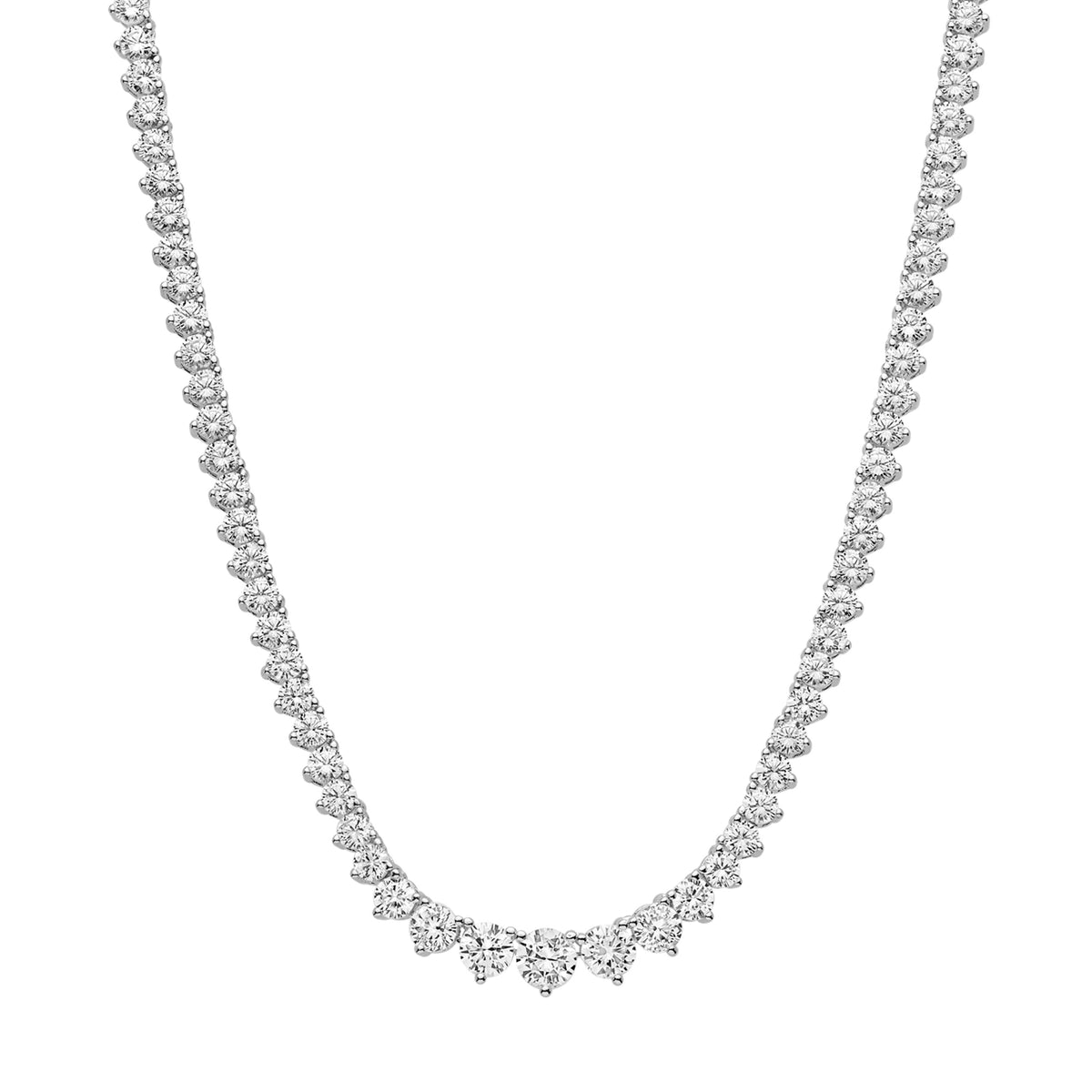 KISPER Tennis Necklaces for Women, Graduated White Gold Plated CZ
