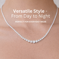 KISPER Tennis Necklaces for Women, Graduated White Gold Plated CZ