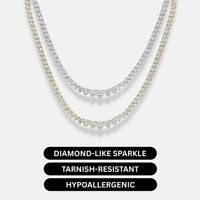 KISPER Tennis Necklaces for Women, Graduated White Gold Plated CZ