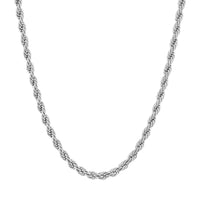 18K White Gold Plated Rope Chain Necklace 5mm