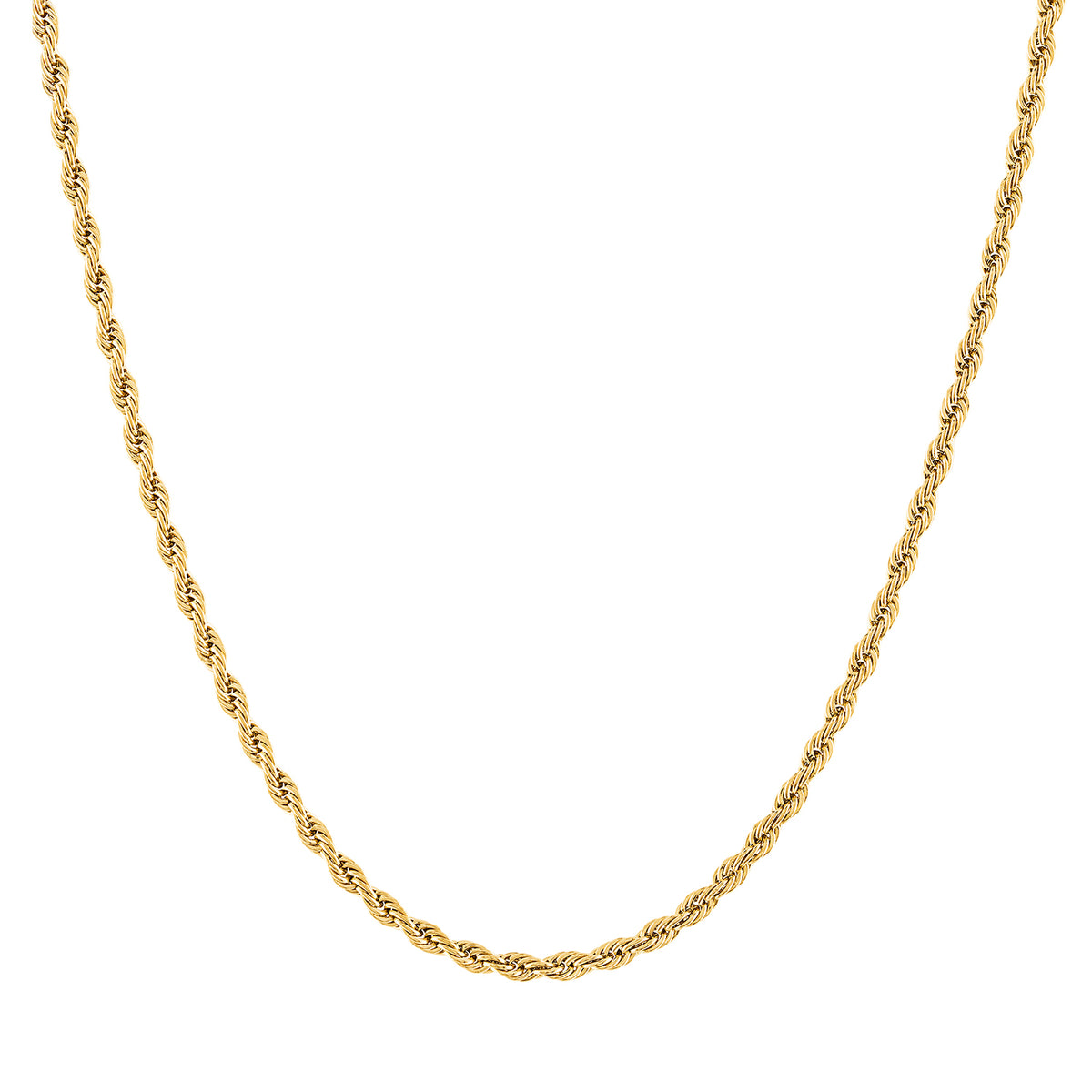 KISPER 18k Gold Rope Chain Necklace – 18k Gold Plated Stainless Steel