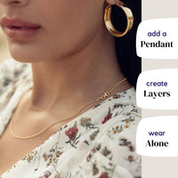 KISPER 18K Gold 925 Sterling Silver 1.6mm Cable Chain Necklace w/ Lobster Clasp
