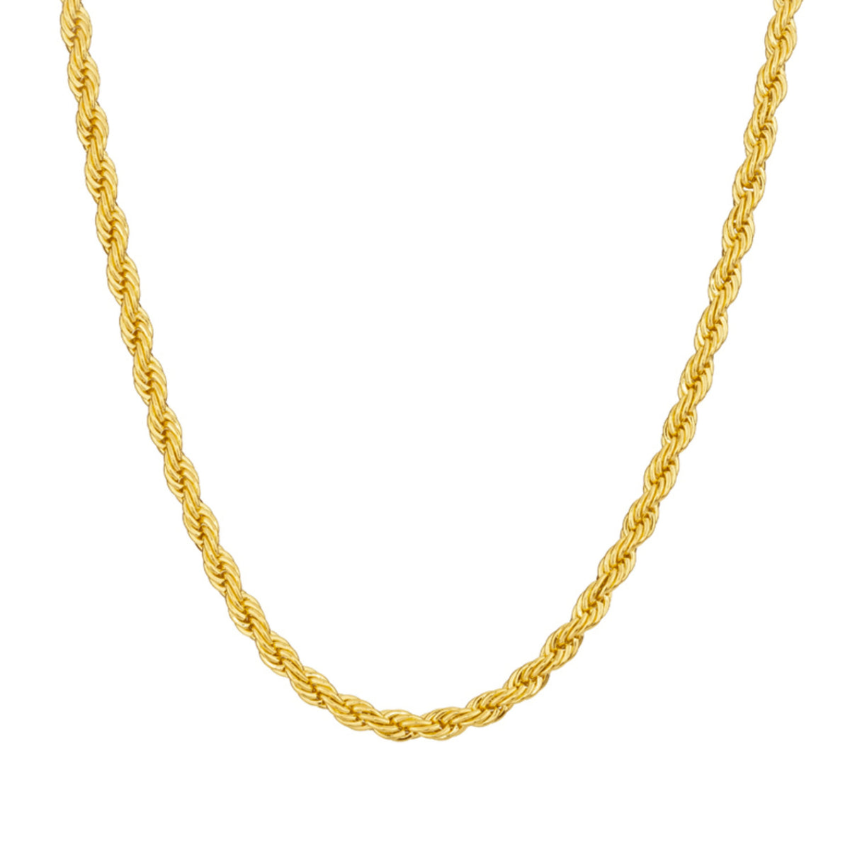 KISPER 18k Gold Rope Chain Necklace – 18k Gold Plated Stainless Steel