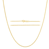 KISPER 18K Gold 925 Sterling Silver 1.6mm Cable Chain Necklace w/ Lobster Clasp
