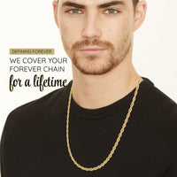 KISPER 18k Gold Rope Chain Necklace – 18k Gold Plated Stainless Steel