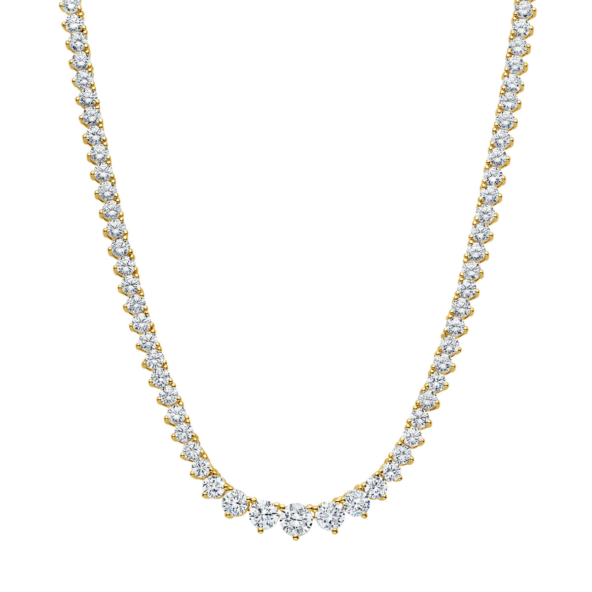 KISPER Tennis Necklaces for Women, Graduated Yellow Gold Plated CZ