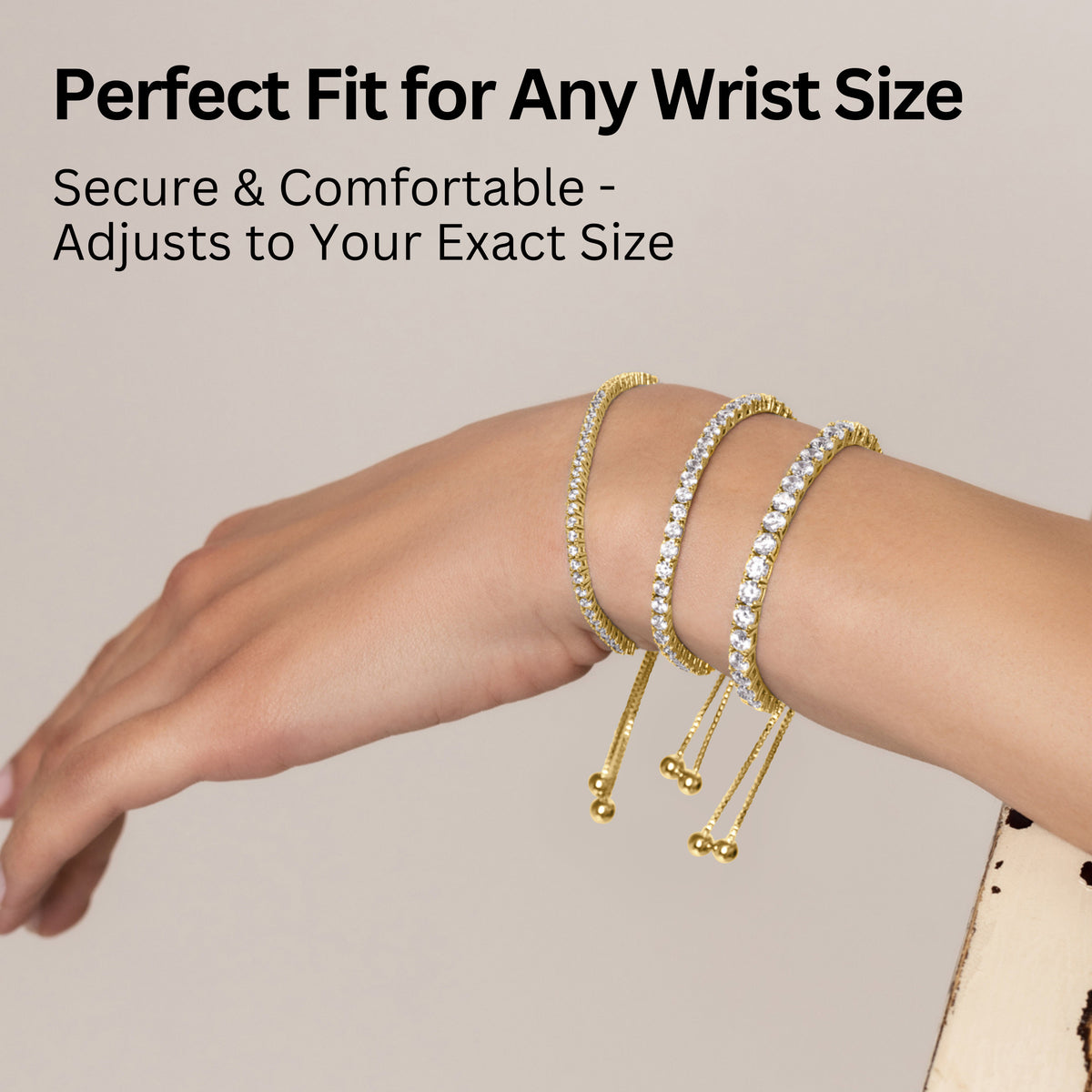 KISPER Adjustable Tennis Bracelets for Women Dainty Plated CZ