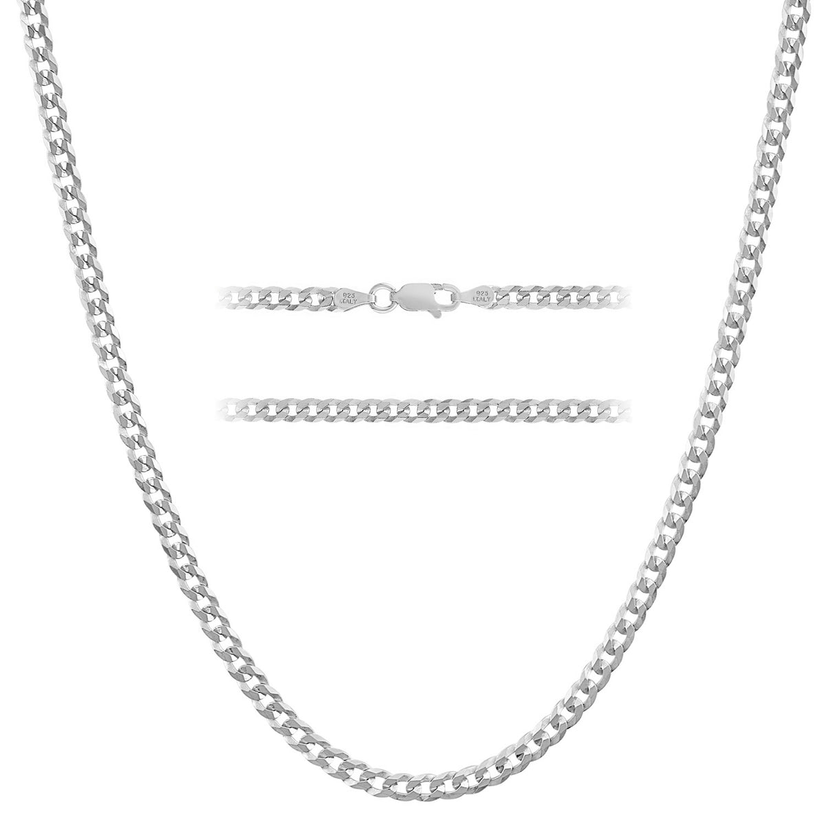 KISPER Solid 925 Sterling Silver Cuban Link Chain Necklace for Men 5mm