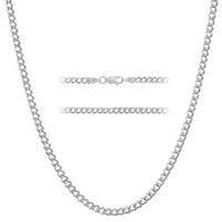 KISPER Solid 925 Sterling Silver Cuban Link Chain Necklace for Men 5mm