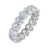 CZ Eternity Band Ring in 14K White Gold Plated – Round, Oval & Emerald Cut