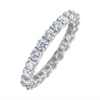CZ Eternity Band Ring in 14K White Gold Plated – Round, Oval & Emerald Cut