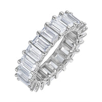 CZ Eternity Band Ring in 14K White Gold Plated – Round, Oval & Emerald Cut