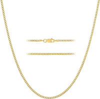 KISPER 925 Sterling Silver Italian Gold Cuban Chain Necklace w/ Lobster Clasp