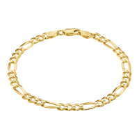 KISPER 18k Gold over 925 Sterling Silver Italian 5mm Figaro Chain Bracelet w/ Lobster Clasp
