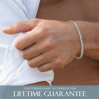 KISPER 925 Sterling Silver Italian 5mm Diamond-Cut Cuban Link Chain Bracelet