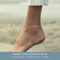 KISPER 18k Gold over 925 Sterling Silver Italian 3mm Diamond-Cut Figaro Chain Anklet Bracelet