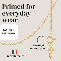 KISPER 18K Yellow Gold 925 Sterling Silver 1mm Thin Italian Box Chain Necklace