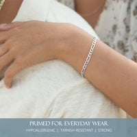 KISPER 925 Sterling Silver Italian 5mm Figaro Chain Bracelet w/ Lobster Clasp