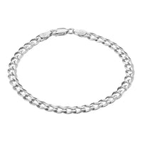 KISPER 925 Sterling Silver Italian 5mm Diamond-Cut Cuban Link Chain Bracelet