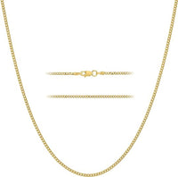 KISPER 925 Sterling Silver Italian Gold Cuban Chain Necklace w/ Lobster Clasp