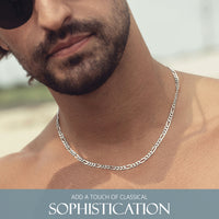 KISPER 925 Sterling Silver Italian 5mm Figaro Chain Necklace w/ Lobster Clasp