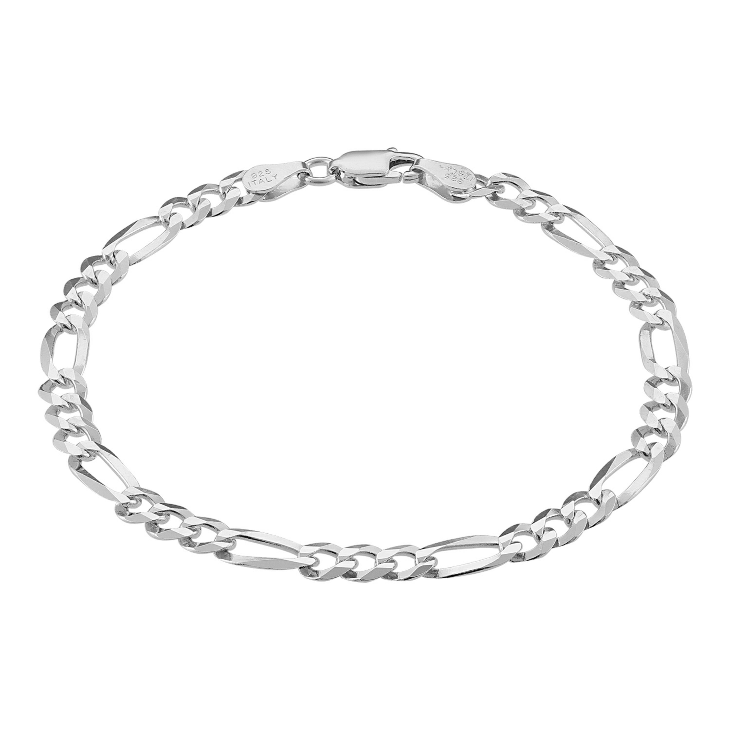 KISPER Solid 925 Sterling Silver Figaro Chain Bracelet for Men 5mm
