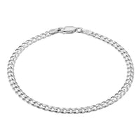 KISPER 925 Sterling Silver Italian 3.5mm Diamond-Cut Cuban Link Chain Bracelet
