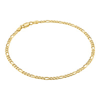 KISPER 18k Gold over 925 Sterling Silver Italian 3mm Diamond-Cut Figaro Chain Anklet Bracelet