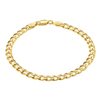 KISPER 18k Gold over 925 Sterling Silver Italian 5mm Gold Cuban Chain Bracelet w/ Lobster Clasp