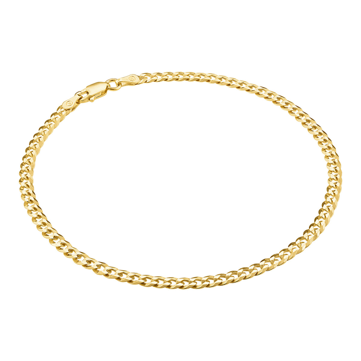 KISPER 18K Gold 925 Sterling Silver Italian 3.5mm Curb Chain Anklet Bracelet