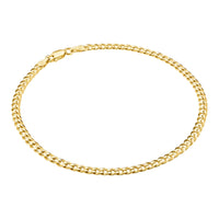 KISPER 18K Gold 925 Sterling Silver Italian 3.5mm Curb Chain Anklet Bracelet